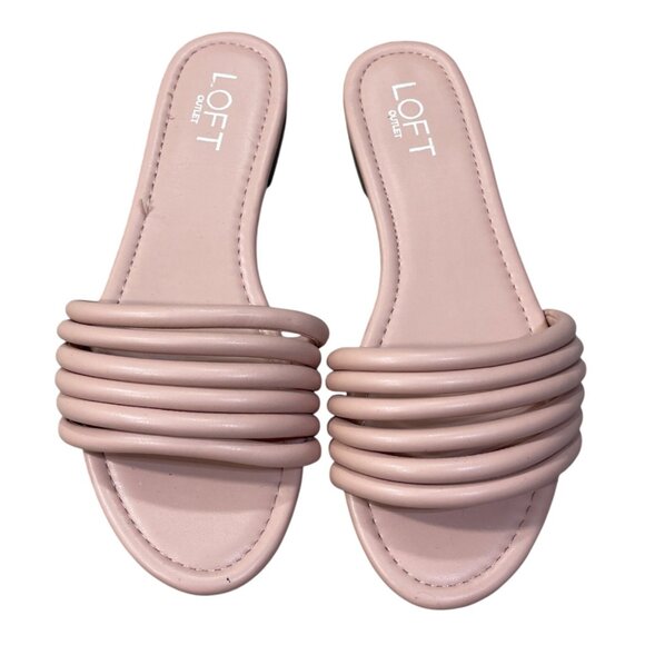 Loft Slide Sandal Pink Slip-on Size 8 Straps Low Block Heel - Picture 2 of 9